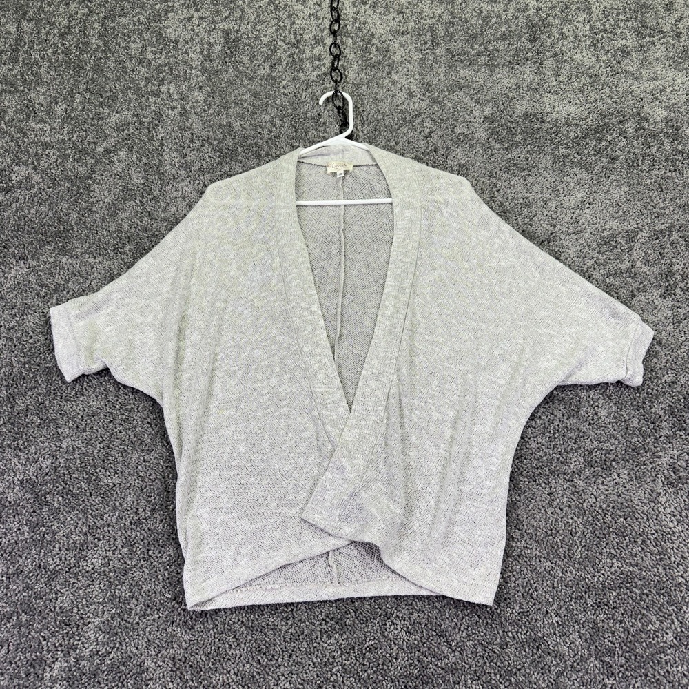 Lavish Sweater Shrug Womens Medium Gray Open Dolman Sleeve Lightweight Knit
